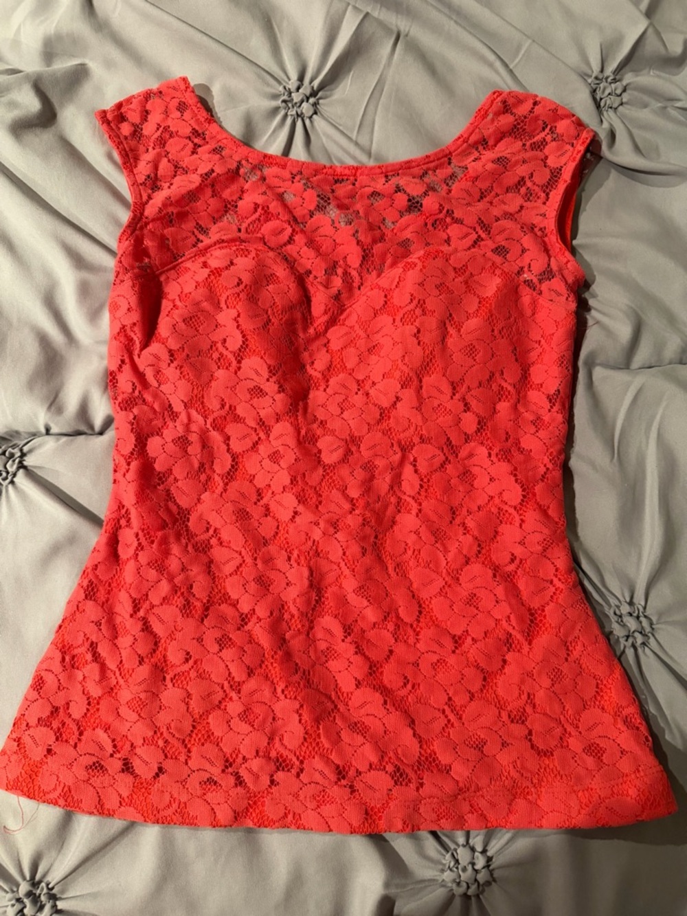 XOXO Coral Lace Cap-Sleeve Shell Top